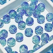10mm Blue & Black Flower Glass Beads, 45pcs/String Jewelry Making Supplies - Blue-black - View 4