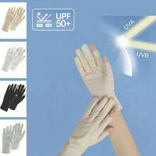 1只装轻薄透气露指手套，男女通用夏季防紫外线驾驶骑行户外触屏手套，冰爽轻便 - 彩色 - 查看 1