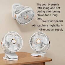 OBOVAY Portable Mini Handheld Clip-On USB Quiet Desktop Fan, High-Quality Student Dorm Small Cooling Ventilation Fan Air Conditioner, 500mAh - Multicolor - View 5