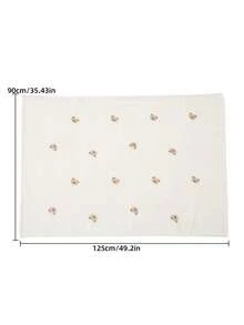 1件春秋季婴儿推车毯，新款刺绣襁褓毯，可爱小熊图案，柔软奶绒面料，四季皆宜，新生儿礼物 - 米色小熊 - 查看 2