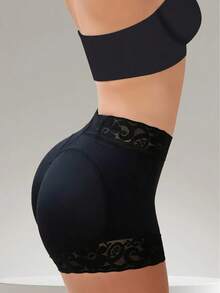 Quần short định hình vòng ba bằng ren, quần lót cạp cao kiểm soát vùng bụng. - màu đen - Xem 12