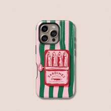 复古沙丁鱼罐头手机壳，意大利夏日氛围礼物，适用于 17/16/15/14/13/12/11 Pro Max - 彩色 - 查看 1