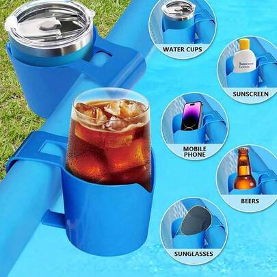 Poolside Cup Holder, Plastic Beverage Rack, Suitable For Swimming Pool, Fashionable Ground Pool Drink Holder, Easy To Clamp, Durable, Fits All Pools, Suitable For Summer Parties, Fits Most Frame Pools, Includes Multiple Components - Pool Accessories, Spring Essentials, Summer Essentials, Spring & Summer Essentials, Spring Decor, Summer Decor