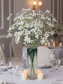 5/10PCS Artificial Gypsophila Breath Branches, PE Material, 4-Branch 12-Head Design, Ideal For Elegant Table Decorations, Weddings, And Seasonal Decorations. No Power Or Batteries Required. Suitable For Floral Decorations In Various Settings. - White - View 13