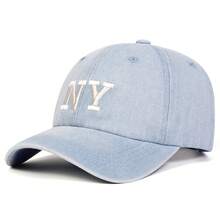 1pc Women's NY Letter Embroidered Washed Denim Baseball Cap, Street Fashion Hat, Outdoor Sun Protection Casual Cap For Spring/Autumn Travel, Beach Holiday - Multicolor - View 4