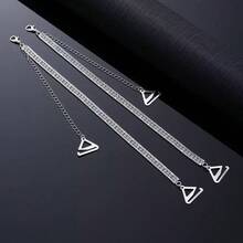 2pcs Pairs Of Adjustable Single Drain Diamond Straps Invisible Strapless Halter Bra Lingerie Metal Diamond Shoulder Straps One Neck Wedding Dress Accessories - Multicolor - View 6