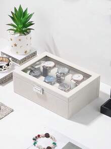 Jewelry Storage Organizer Box With 2 Rods For Bracelets And Bangles - màu đen - Xem 3