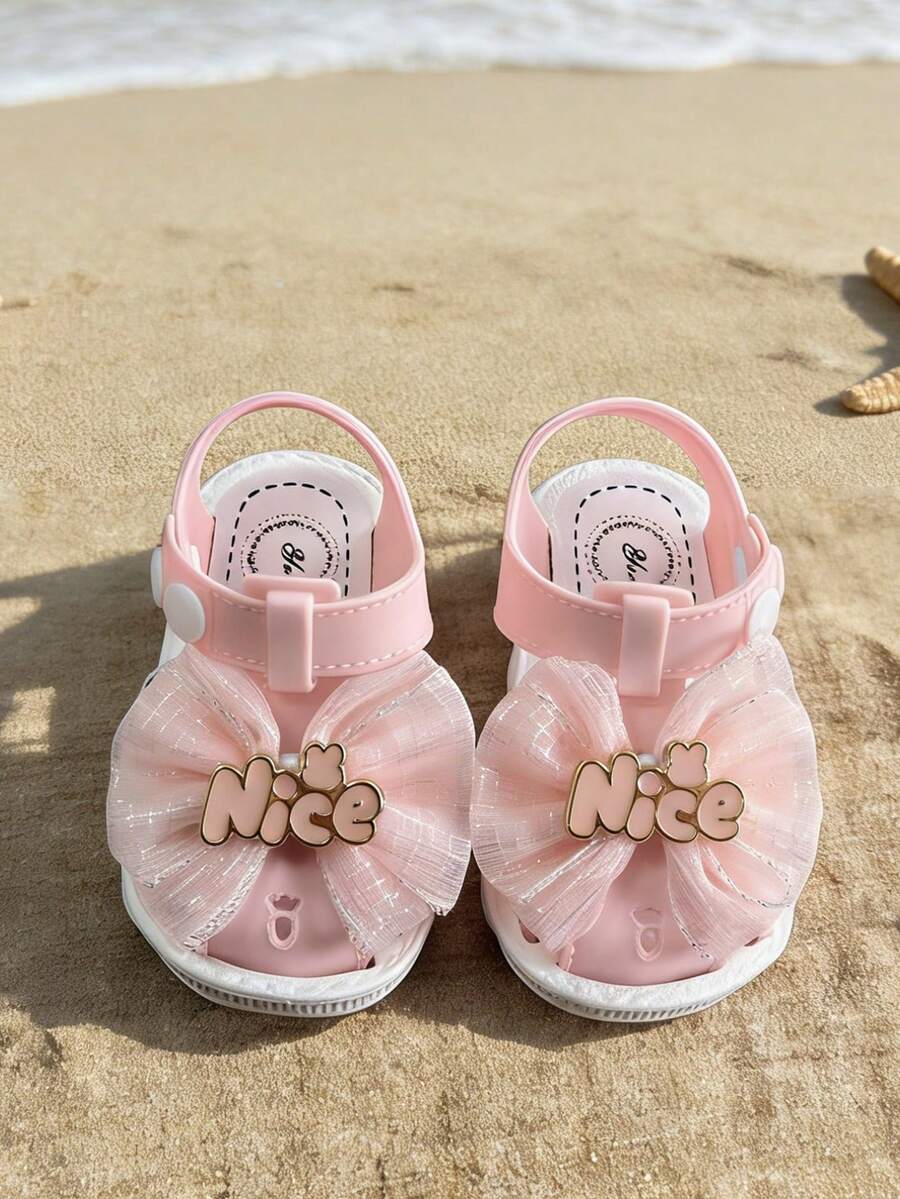 1 Pair Cute & Fashionable Toddler Girls Sandals, Versatile Beach Shoes With Buckle Closure - Pink - View 1