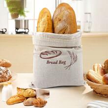 1pc Reusable Linen Bread Bag With TPU Lining, 30x38cm Drawstring Bread/Produce/Snack Storage Bag - 02 - View 8
