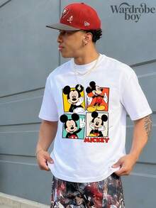 Disney Printed T-Shirt,Disney Funny Mickey Journey Pose Pattern Print T-Shirt, Unisex,High-Quality Pure Cotton T-Shirt,Suitable For All Seasons, Comfortable And Breathable| Exquisite Design | The Best Choice For Giving Gifts - 白色 - 查看 4