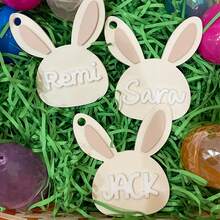 Personalized Easter Beige Bunny Basket Tags, Easter Bunny Tags, Personalized Bunny Ears Name Tags, Custom Holiday Pendant Decorative Nameplates, Beige Bunny Hanging Ornaments, Acrylic Easter Bunny Decorations - Multicolor - View 4