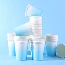 10/20/40pcs Gradient Blue Macaron Paper Cups, Soft Minimalist Style, Suitable For Easter Brunch, Spring Picnic, Baby Shower, Girls Afternoon Tea, Daily Use, Party Supplies - Blue - View 4