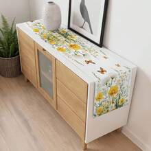 Spring Yellow White Floral Plant Butterfly Table Runner Holiday Party Decor Reusable Kitchen Dining Table Runner Wedding Decorations - Multicolor - View 8