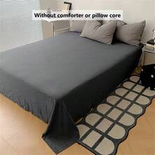 四件套轻薄被套套装（1个被套+2个枕套+1个床单，不含被芯和枕头），柔软透气，简约优雅，可机洗 - 淺灰深灰 - 查看 9