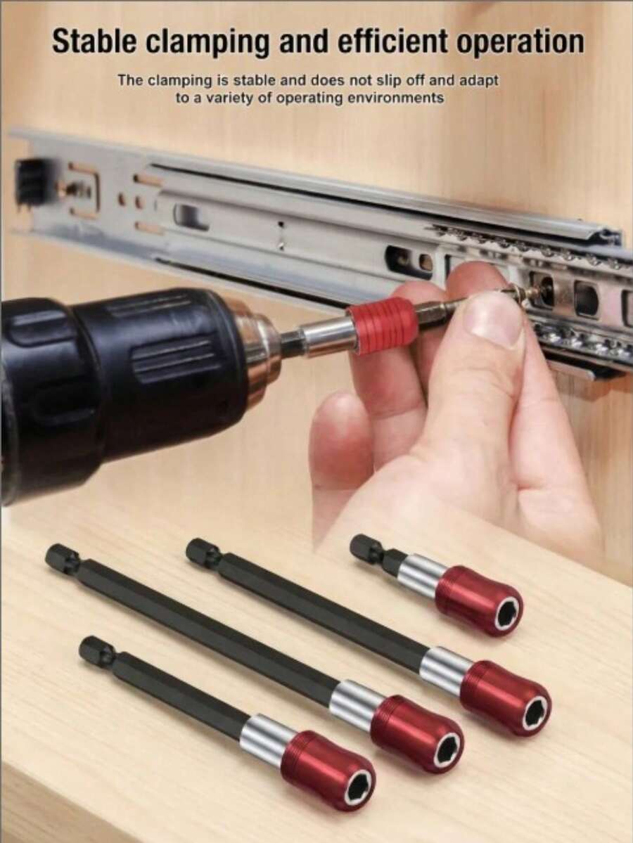 Heavy Duty Magnetic Hex Shank Extension Bar - Featuring A Quick-Release Design, Durable Chromium Vanadium Steel Construction, With A Socket Adapter, Ergonomic Red Handle, And Rugged Durability. Suitable For Use With Power Drills, Tools, Screw And Nut Removal, Industrial Equipment Disassembly, DIY Projects, Automotive Repair, And Hard-To-Reach Areas.
