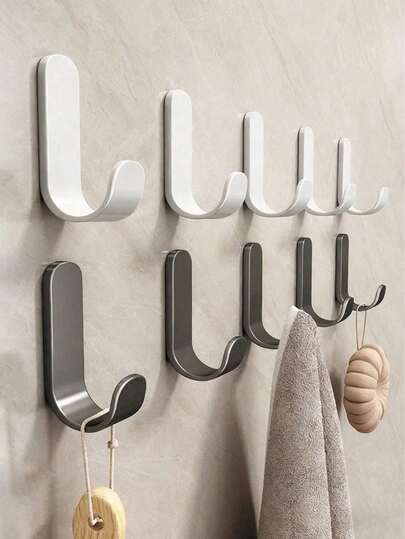 1/6/12Pcs No Drill J-Shape Adhesive Hooks Damage-Free Wall Hooks For Hanging Keys Scissors Tapes Bags Umbrellas Household Items For Door Kitchen Bathroom Bedroom Living Room Practical Home Decor Storage Supplies New Year Valentine's Day Mother's Day Father's Day Summer Graduation Back To School Gifts