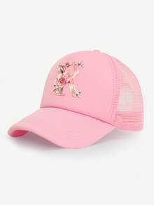 1 buc. Șapcă de camion pentru femei, cu imprimeu floral roz cu 26 de litere, pălărie de soare ușoară, respirabilă, versatilă, casual, potrivită pentru primăvară/vară zilnic, în aer liber, drumeții, poate fi folosită ca și cadou - Roz - Vizualizare 34