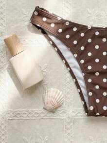 New Arrival Spring/Summer Bohemian Style Adjustable Strap V-Neck Polka Dot Sexy Bikini Set, Suitable For Beach, Vacation, Party - Coffee Brown - View 5