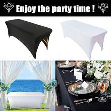 1pc Elegant Elastic Tablecloth, Polyester Material, Full Elasticity Band, Suitable For Tabletop, Soft Texture, Stain-Resistant, Wrinkle-Resistant, Washable, Applicable For Indoor/Outdoor, Wedding, Holiday Party, Kitchen Dining Table, Office Desk, Conference Table, Picnic & Camping, Etc. - Multicolor - View 4
