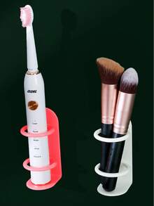 No Drill Electric Wall-Mounted Toothbrush Holder, Wall-Mounted Shelf, Suction Cup Shelf, Bathroom Toothbrush & Toothpaste Storage Set - Multicolor - View 5