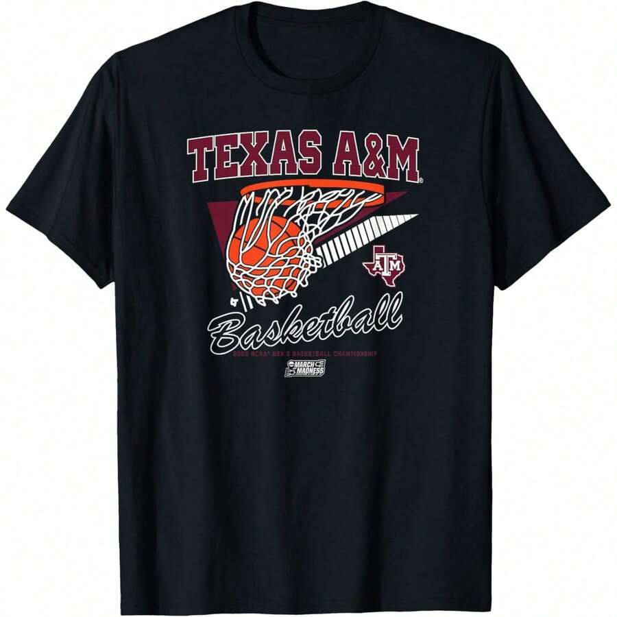 Texas AM Aggies Basketball 2025 March Madness N C 12A A T-Shirt - Black - View 1