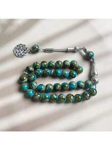 12pcs Green Single Strand Glass 33 Beads Ramadan Prayer Rosary Bracelet - Multicolor - View 1