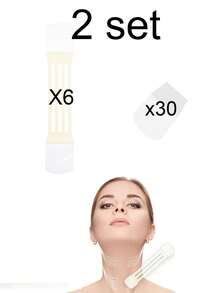 Invisible Neck Lift Tape Neck Instant Lifting Firming Tape Improves Neck Lines Wrinkles High Elastic Breathable Lifting Invisible Reusable Waterproof Use Before Makeup (2 Strips+10 Patches) - Multicolor - View 15