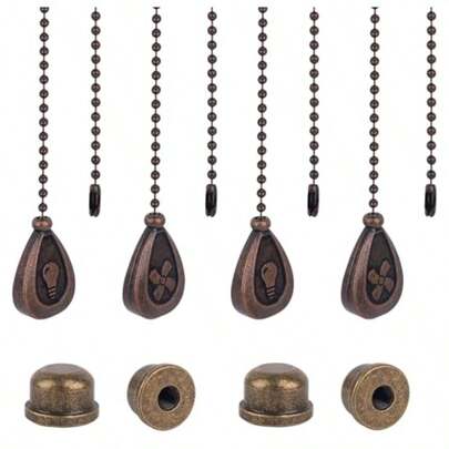 Framendino 8 Pack 12 Inch Bronzed Ceiling Fan Pull Chain Extension Classic Drop Shaped Pendant 1/4-27 Decorative Knob Lamp Finial