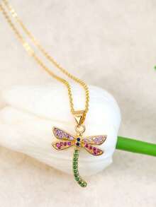 Fashionable High-Quality Dragonfly Copper Necklace For Women, Designed With Luxurious Aesthetic, Delicate Collarbone Chain - Gold - View 2