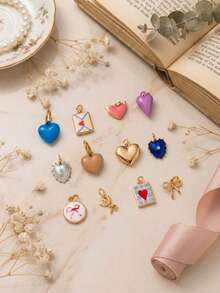 1pc New Bowknot Zirconia Heart Shaped Pendant, 18K Gold Plated, Waterproof And Fade-Resistant, DIY Jewelry Accessory, Necklace, Bracelet, Earring, Keychain, Bag, Women Jewelry, Wallet, Small Pendant, Gift - Multicolor - View 6