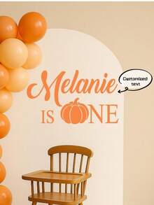 "Little Pumpkin" First Birthday Wall Decal - Custom Fall Theme Party Backdrop Sticker, Aesthetic Autumn Harvest Decor (VINYL DECAL ONLY, NO BOARD) - Multicolor - View 1