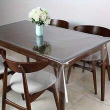 1pc 0.25mm Thick Rectangular Tablecloth, Transparent PVC Table Top Cover, High-Quality Scratch-Resistant Table Surface Protector Mat, Suitable For Home, Hotel Dining Tables And Coffee Tables, Hotel Dining Table Setting, Home Dining Setup, Transparent Table Protector, Fashionable Tablecloth - White - View 10