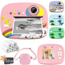 Fotocamera digitale giocattolo per bambini con stampa istantanea, con doppia fotocamera frontale e posteriore | Videocamera selfie HD 1080P su schermo da 2,4" per bambini da 3 a 12 anni | [Tre opzioni tra cui scegliere: singola macchina fotografica o singola macchina fotografica + scheda 32GB + 5 set di carta per stampante e pacchetto di aggiornamento (singola macchina fotografica + scheda 32GB + 5 set di carta per stampante + piccoli set di pacchetti)] | Regalo portatile per Natale, Ognissanti, compleanno, festival musicale, stagione di matrimoni, fotocamera portatile, fotocamera giocattolo - XX-Multicolore - Visualizzare 3