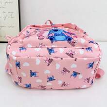 史迪奇主题时尚背包 - 多隔层帆布日常背包，适合学生和上班族 - 符合人体工学的粉色学生书包，容量大 - 耐用，适合全天使用，带拉链前袋和侧边水壶袋 - 时尚卡通印花，日常百搭 - 彩色 - 查看 7