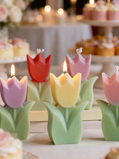 1 Nến thơm hình hoa tulip, Nến bó hoa tulip 3D làm từ sáp paraffin và sáp đậu nành, tạo không khí lãng mạn, thời gian cháy lâu, không khói, trang trí sáng tạo và thanh lọc không khí, thích hợp cho trang trí trong nhà, gia đình, tiệc tùng, sinh nhật, đám cưới, bữa tối dưới ánh nến, quà tặng ngày Valentine, kỷ niệm.