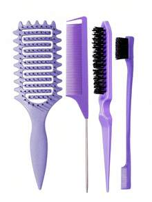 12/6/1 件套男女通用美发造型梳套装（新款升级卷发梳、9 排尼龙垫造型梳、蓬松梳、尖尾梳、边梳、喷雾瓶、4 个鸭嘴夹、花朵发夹、美发梳套装），卷发梳美发工具套装 - 彩色 - 查看 4