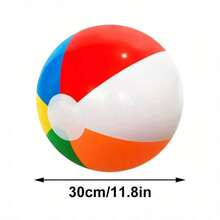6个经典充气沙滩球，泳池派对沙滩游戏道具，水上游戏球，彩虹色夏威夷装饰充气礼品 - 彩色 - 查看 7