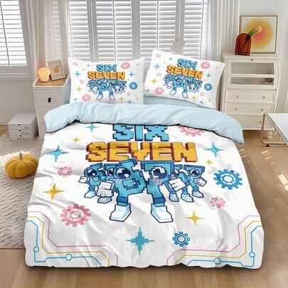 6 & 7 Theme 3 Pieces Set (1 Zipper Duvet Cover + 2 Pillowcases, No Filler), Colorful & Cute Numeric 6 & 7 Element Digital Print Set. 100% Polyester, Soft, Warm, Skin-Friendly, Suitable For All Seasons. Multiple Sizes And Plus Sizes Available To Meet Different Needs, Suitable For Boys, Girls, And Adults.