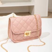 Mini Diamond Quilted Chain Strap Minimalist Shell Bag, Suitable For Daily Wear - Pink - View 5