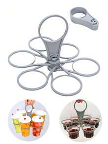 2 Stück 6-Fach Getränkehalter, mit zusammenklappbarem Becherhalter, 6-Fach drehbarer Getränke-Organizer Tablett, leichter und stabiler Kunststoff Getränketräger. Ideal für Partys, BBQs, Camping, Picknicks und Outdoor-Aktivitäten, hält Kaffee, Becher und Flaschen. Ein praktisches Zubehör für Camping und Partys, mit griffigen Griffen. Ein hervorragendes Ostergeschenk! - Mehrfarbig - Übersicht 2