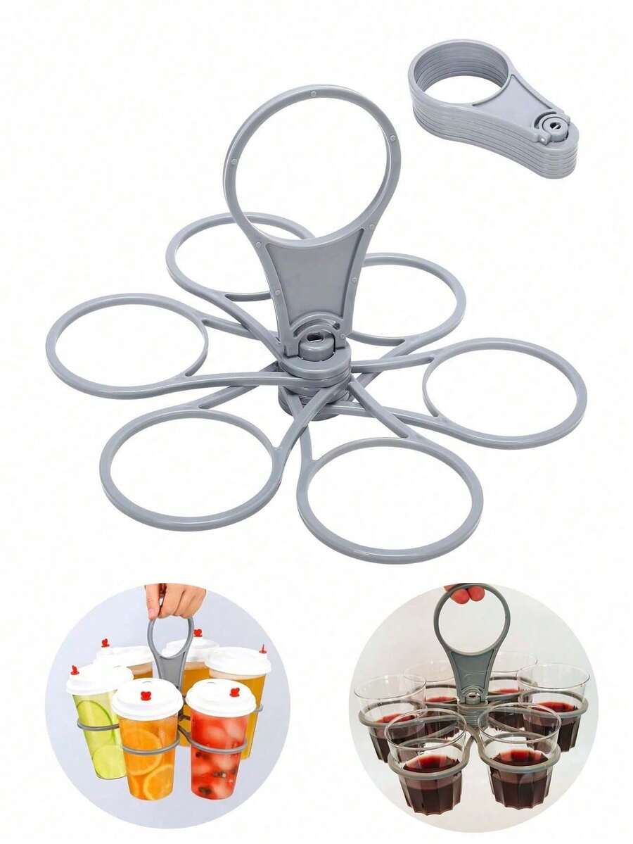 2 Stück 6-Fach Getränkehalter, mit zusammenklappbarem Becherhalter, 6-Fach drehbarer Getränke-Organizer Tablett, leichter und stabiler Kunststoff Getränketräger. Ideal für Partys, BBQs, Camping, Picknicks und Outdoor-Aktivitäten, hält Kaffee, Becher und Flaschen. Ein praktisches Zubehör für Camping und Partys, mit griffigen Griffen. Ein hervorragendes Ostergeschenk!
