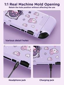 Ayotu Anime Girl Theme Switch Protective Case, Suitable For New Switch 2 (2025)/Switch NS/Switch OLED, Can Be Installed On The Dock Without Removing The Protective Case, Universal Game Controller Protective Cover, Comes With 2 Joystick Caps, Switch Game Accessories, Anti-Fall And Anti-Scratch, Spring Romance/Back To School Gift/Valentine's Day Gift - View 3