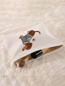 2D Flat Cute Dachshund Planter Shaped Large Capacity Zipper Travel Makeup Bag, Durable Fabric Portable Daily And Travel Makeup Bag, Suitable For Men And Women - Multicolor - View 7