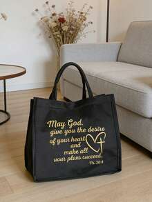 黑色亚麻手提袋套装，饰有鼓舞人心的金色字母印花，大容量带拉链袋，适合工作通勤、度假旅行，是基督徒的理想礼物，可折叠可重复使用，可作购物袋、化妆袋和小号亚麻化妆包，是送给母亲和姐妹的理想礼物。 - 彩色 - 查看 13