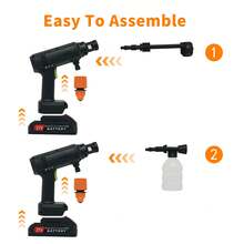 Cordless Pressure Washer, 550 High-Power Motor & 14 Plunger, 21V 6.75A 3.1L/Min Flow Rate, Portable Handheld With 6-In-1 Nozzle &Nozzle With Container, Cleaner For Car, Home, Garden, Deck, Floor.Gift - A - View 8
