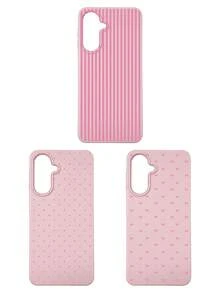 3pcs Set Soft Faux Leather Texture Bowknot/Stripe/Polka Dot Phone Case, Cute Girly Aesthetic Design, Shock-Resistant Protective Cover Compatible With IPhone & Galaxy - Multicolor - View 43