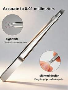 1支专业不锈钢眉镊，脱毛钳，内生毛镊，斜口眉镊，胡须脱毛夹，睫毛辅助工具，价格实惠，适合作为圣诞礼物、化妆品、化妆工具、廉价商品、礼品、女士礼品、圣诞礼物、赠品、旅行必备品。 - 銀色 - 查看 1
