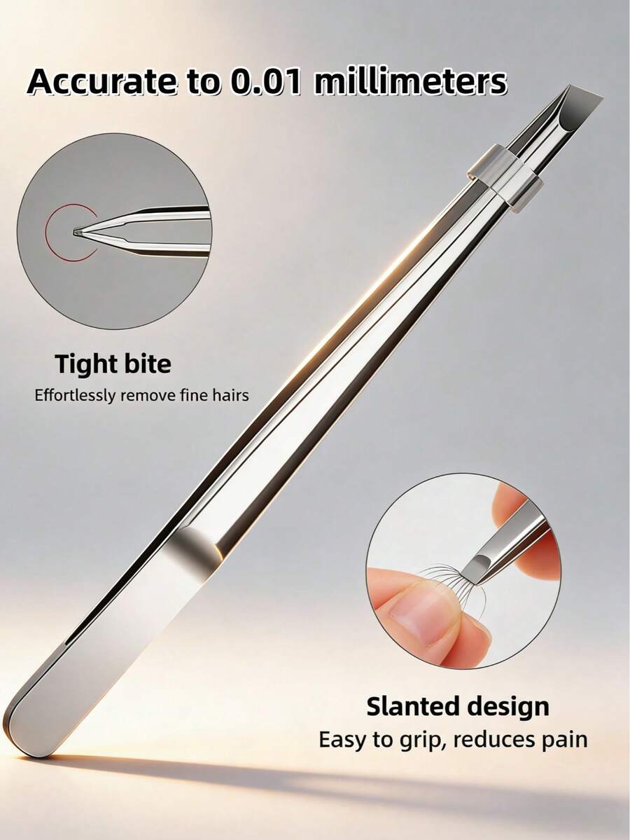 1支专业不锈钢眉镊，脱毛钳，内生毛镊，斜口眉镊，胡须脱毛夹，睫毛辅助工具，价格实惠，适合作为圣诞礼物、化妆品、化妆工具、廉价商品、礼品、女士礼品、圣诞礼物、赠品、旅行必备品。 - 銀色 - 查看 1