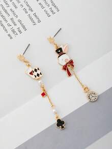 1 Pair Unique Playful Playing Card Rabbit Asymmetric Earrings, Self-Designed - Animal - View 3