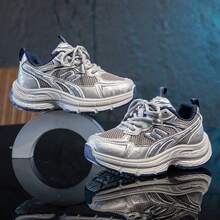 1双 2026 儿童透气防臭复古厚底厚底运动鞋 - 黑色 - 查看 4